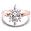 9mm Shiny Rose Gold Flower Ring Luxury High Grade D VVS1 Moissanite Fine Jewelry