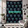 Wall Hanging Tapestry With Custom Name & Text, Monster Energy Decorative Tapestry For Bedroom