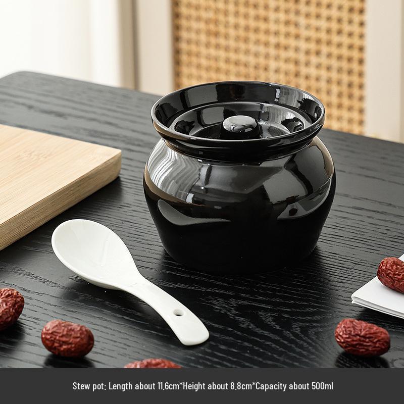 Single-Serve Ceramic Stew Pot with Lid for Soups and Snacks