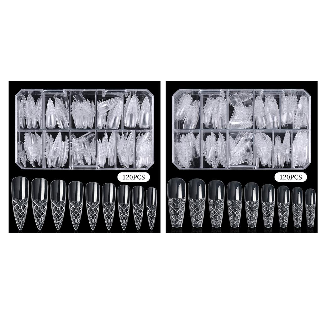 Farbiger Glasur Falsche Nägel Tipps Stiletto Trapez Falsche Nägel Konkav Konvex Acryl Lange Nägel Vollständige Abdeckung Klar