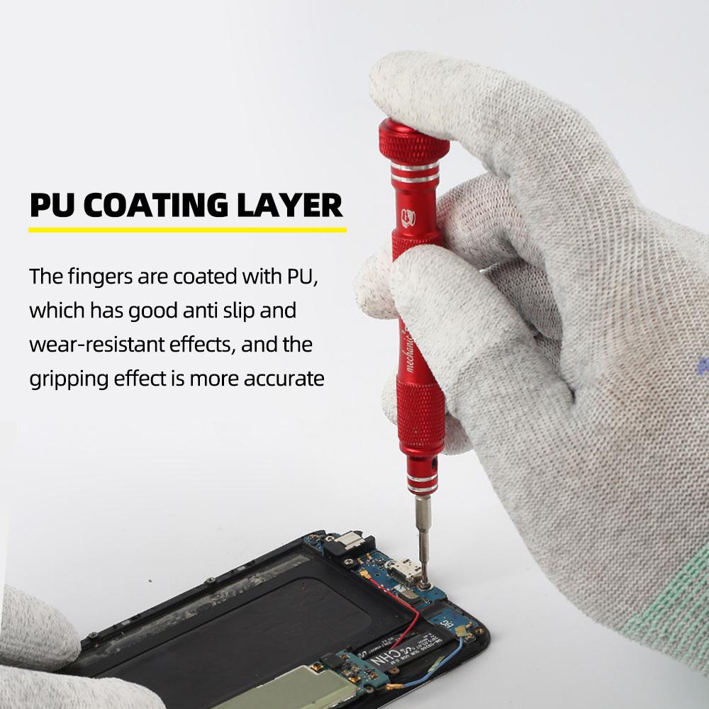 MECHANIC AS02 M L Elasticity Non-Slip Carbon Fiber Gloves Non-Slip PU Coating Layer Protective for Phone Electronic Parts Repair