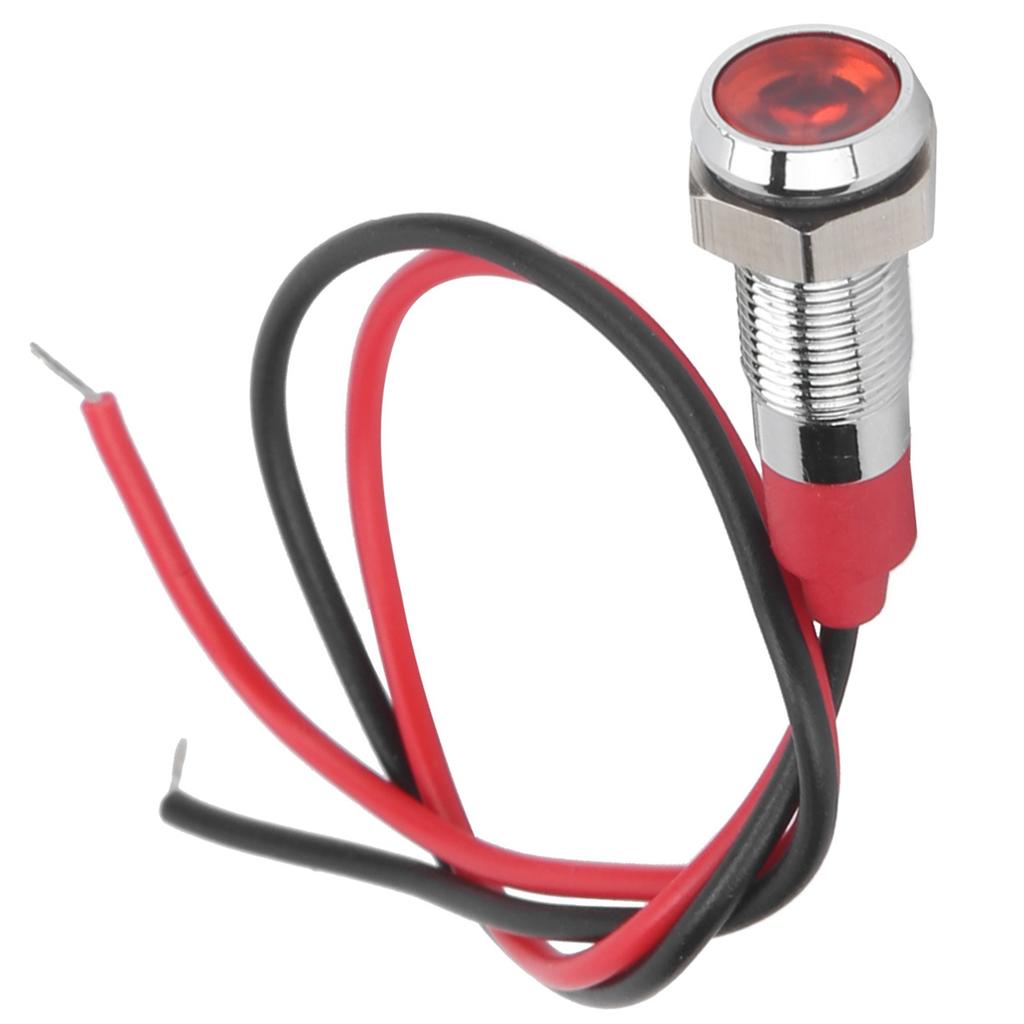 LED Metal Indicator 6mm Waterproof Signal Lamp for Pilot Car Truck Boat with Wire 6VRed