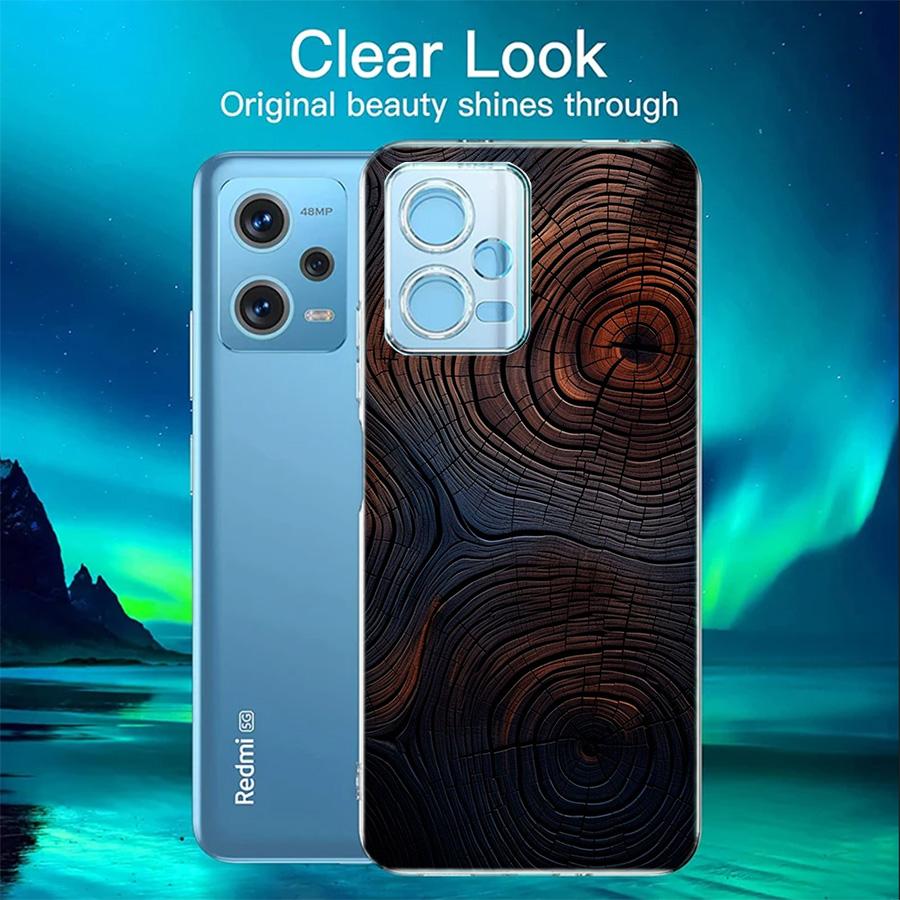 Wood Textures Phone Case For Redmi 12 13C 12C 15C 9 10 10C Note 13 Pro Plus 14 15 Pro 9T 9C 9A TPU Soft Cover Clear Cell Cases S
