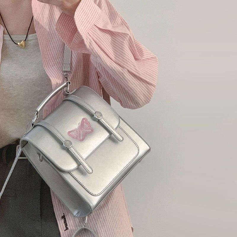 IELGY Premium Sense Backpack Women's Shoulders, Solid Color Textured School Bag Girls College Student Handbag