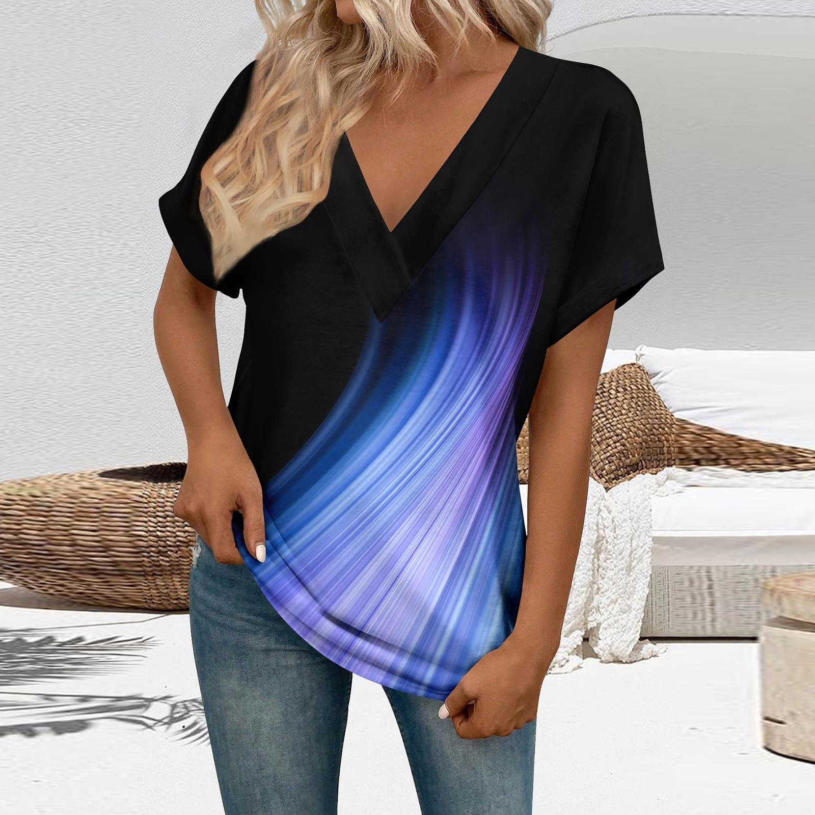 

Футболки с коротким рукавом, футболки с v-образным вырезом, женские модные топы, модные легкие, мягкие повседневные летние наряды XL чёрный