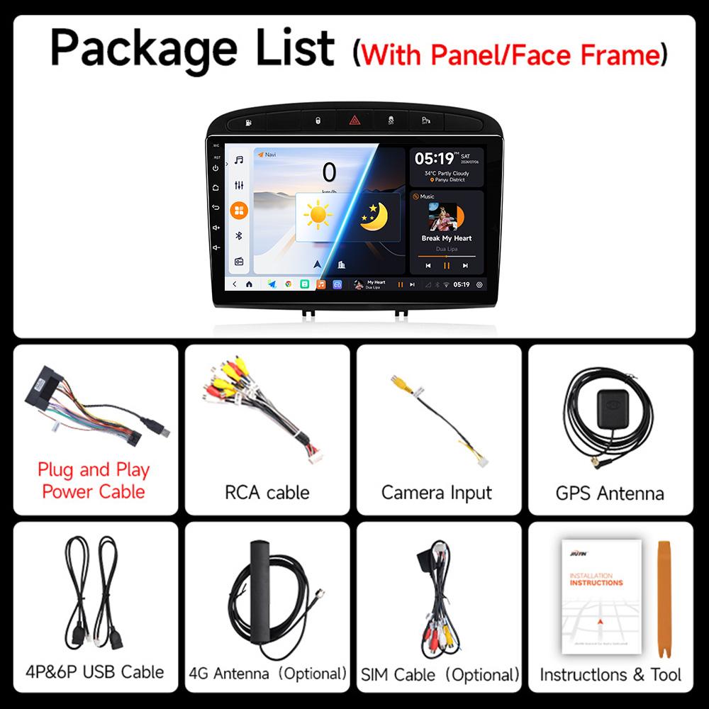 JIUYIN Android 13 Car Radio for Peugeot 308 308SW 2007-2015 408 2012-2020 2 DIN Multimedia Video Player GPS Navigation  Head Uni