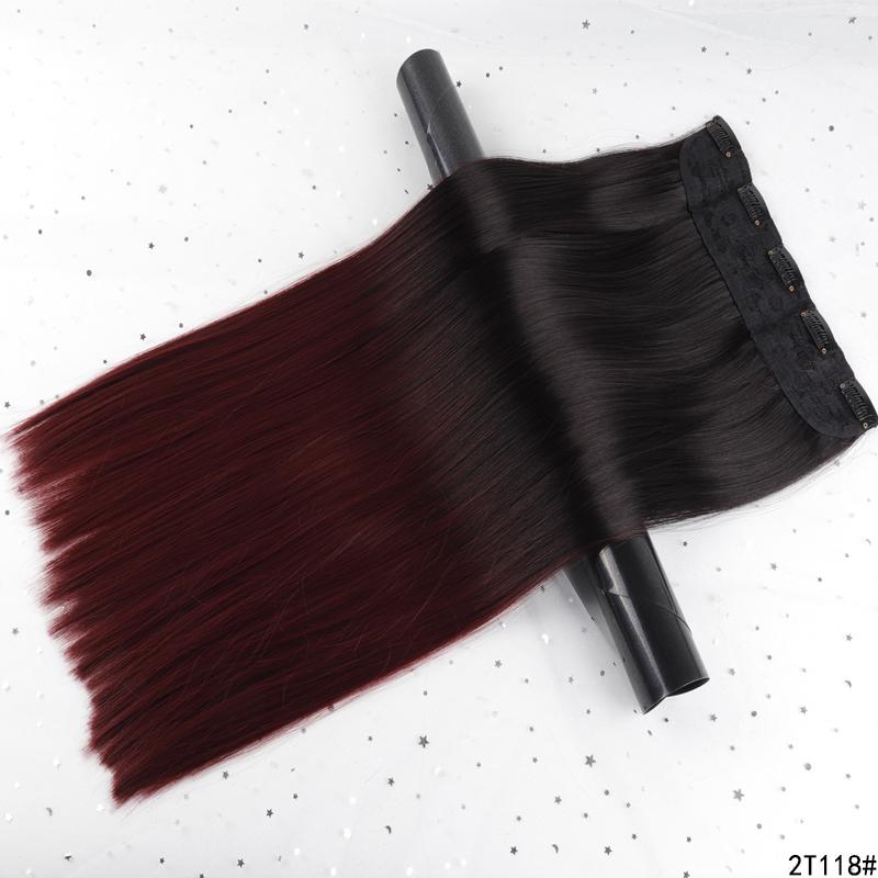 Clip de extensie de păr sintetic, lung și drept natural, în bucăți de păr pentru femei