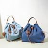 2025 Summer New Niche Design Backpack Retro Denim Drawstring Shoulder Bag Large Capacity Fashion Splicing Bag