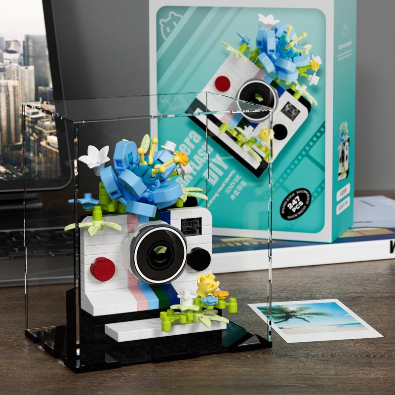 LEGO-Compatible SLR Camera Flower Building Blocks - Creative Educational Toy for Children and Trendy Decor Gift
