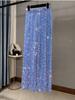 Women's Korean Velvet Sequined Wide-Leg Pants: Slim-Fit, Floor-Length, Shiny Drape Casual Wear for Autumn and Winter