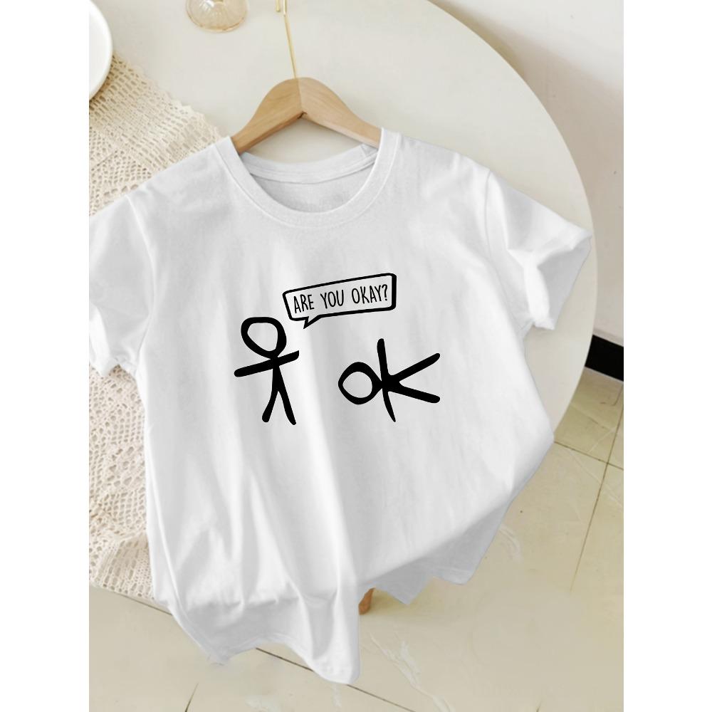 

Women s Mint Green Mental Health Awareness T-Shirt Are You Okay Harajuku Sleeve Casual Clothing Clothes S