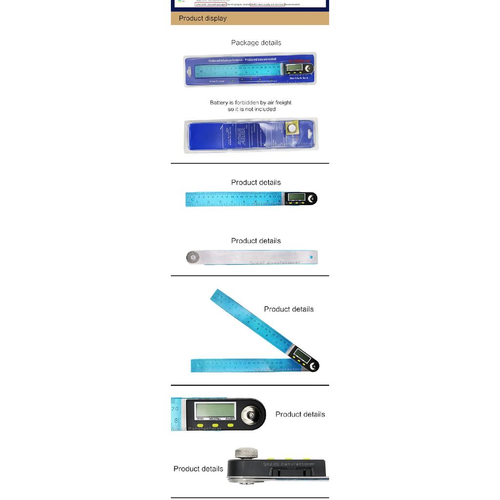SHANHR 200/300mm Digital Protractor Inclinometer Angle Finder Level Measuring Instrument Digital Goniometer Angle Ruler