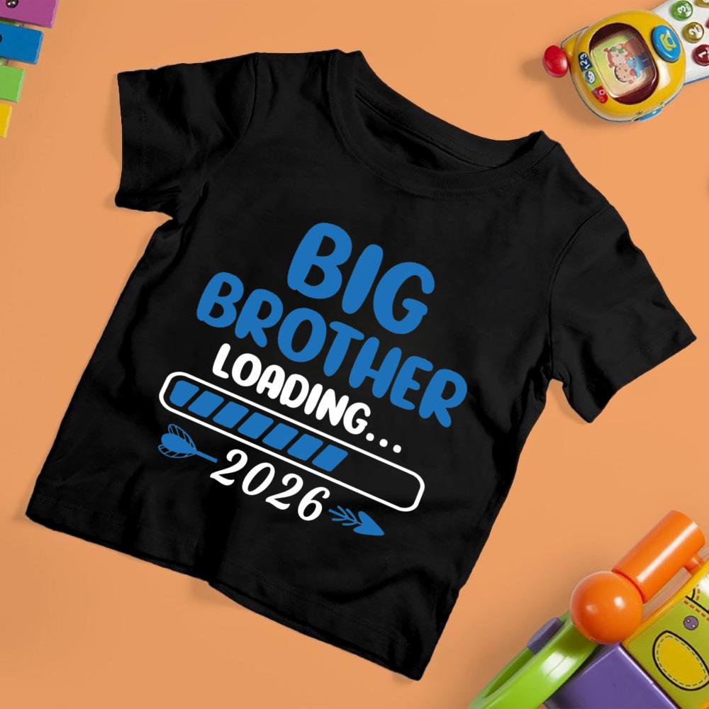 Big Brother Big Sister Carregando 2026 Camiseta Infantil Estampada Camisas de Verão para Crianças Roupa de Manga Curta Camiseta Roupas de Anúncio de Bebê