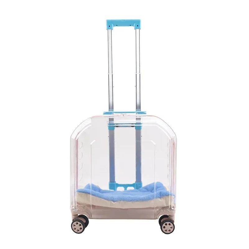 Transparent Cat Stroller 4 Wheels Sturdy Cheap Transport Stroller Cat Puppy Carrier Trolley Case Luxury Pets Supplies Outdoor