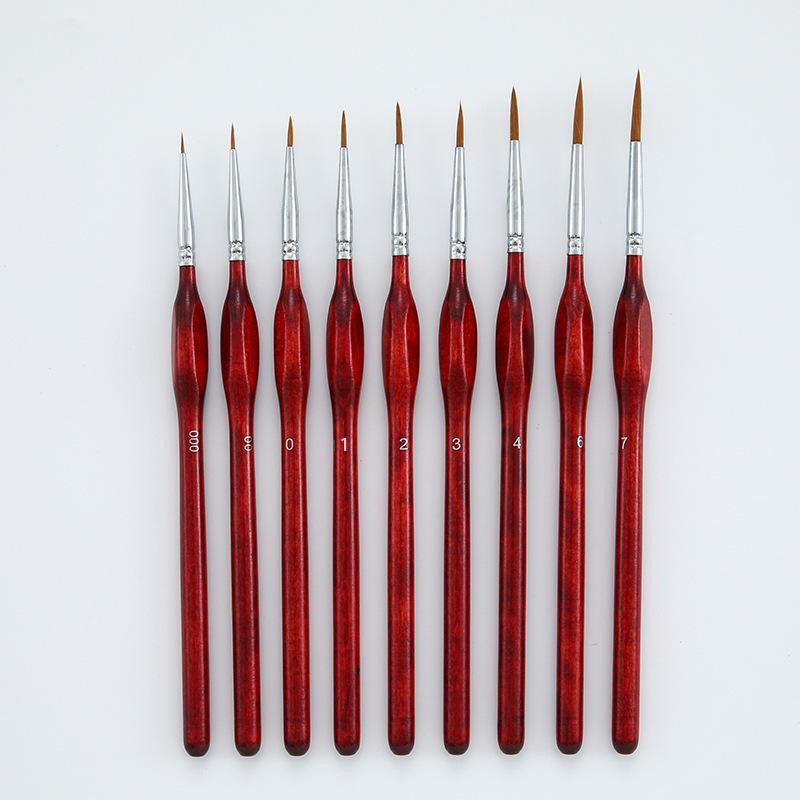 Triangular Weasel Hair Brush Set: Wooden Rod Outlining & Line Drawing for Watercolor and Oil Painting.