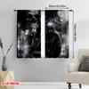 2D Flat Printing 2Pcs Black Motorcycle Rider Curtain Gray Skull And Mist Curtain Extreme Sport For Bedroom Living Room And