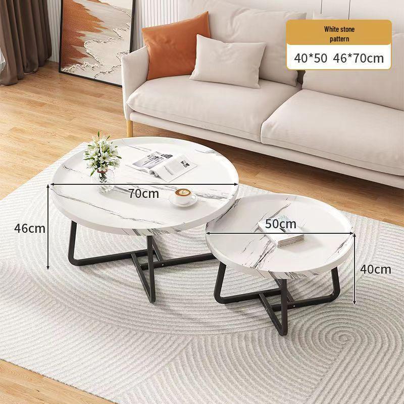 Nordic Modern Minimalist Round Solid Wood & Iron Coffee Table for Living Room or Small Apartment