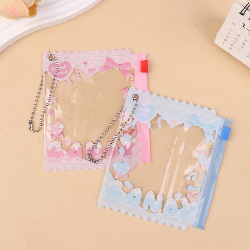 1Pc Cute Cartoon Transparent Bag 58Mm-75Mm Props Badge Storage Display Bag Protective Shell Card Bag Cover Candy Bag