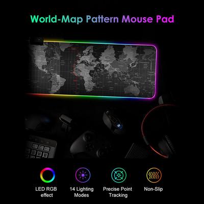 Podkładka pod mysz LED RGB Podkładka pod mysz 14 trybów oświetlenia Gra Bardzo duża miękka, rozszerzona, antypoślizgowa podkładka pod mysz do laptopa PC