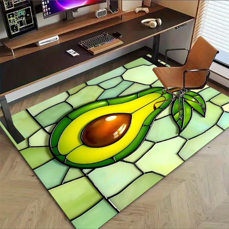 1PC Avocado Stained Glass Non-Slip Floor carpet, suitable for Office, bedroomand playrooms. It can also be used as a sofa footrest cover-T65