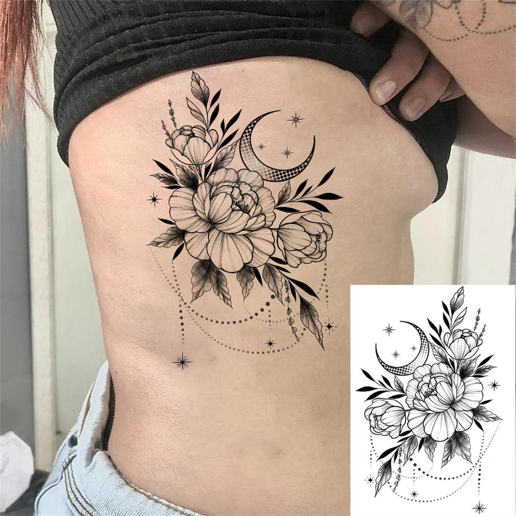 Realistic Sexy Peony Tattoos Temporary Women Adult Flower Arm Tattoos Sticker Waterproof Fake Floral Bloosom Body Leg Art Tatoos