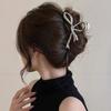 Korean Geometric Metal Gold Silver Black Gaint Bow Knot Hair Claw Clip for Women Thick Thin Head Accessories Streamer Crab Clamp