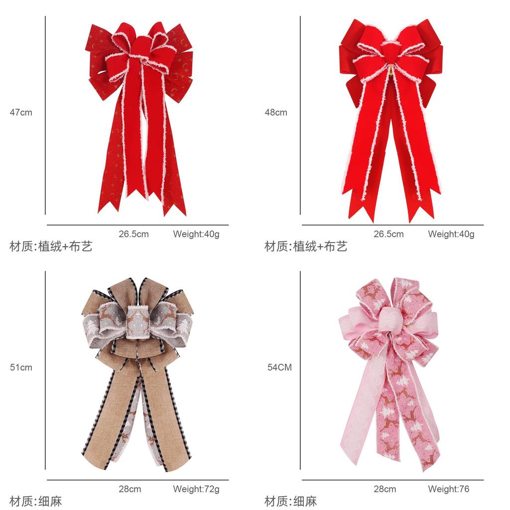 Elegant Christmas Red Bow Decoration For Festive Holiday Gift Boxes With Burlap Material