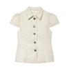 Spring and summer new women's clothing European and American style fashion slim lapel short sleeve sequin decorative woolen coat top