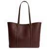Coach Tote Bag 28 With Metal Logo Snap Closure Polished Pebble Leather Women tote bags Brass Maple CU056-B4MPL