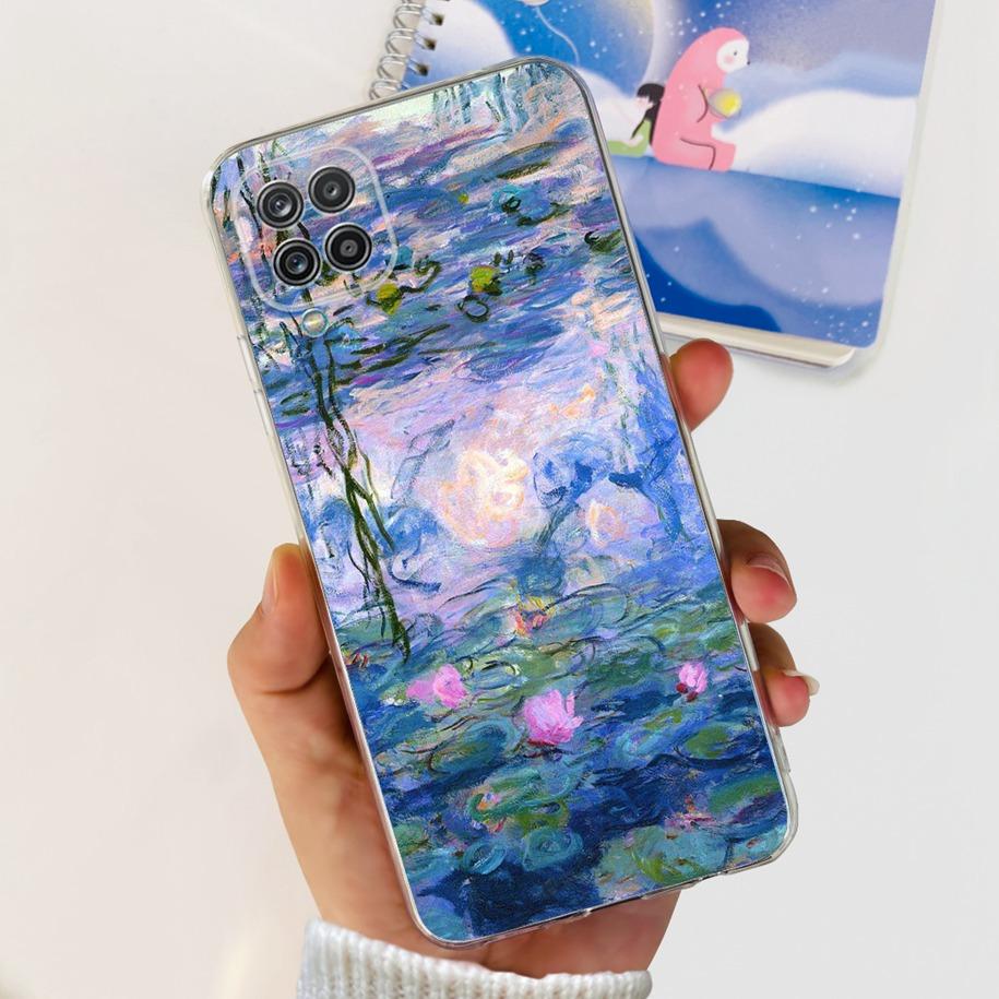 For Samsung Galaxy A12 Case Transparent Cover Fashion Flower Slim Soft TPU Phone Case For Samsung A12 SM-A125F M12 F12 A 12 Capa