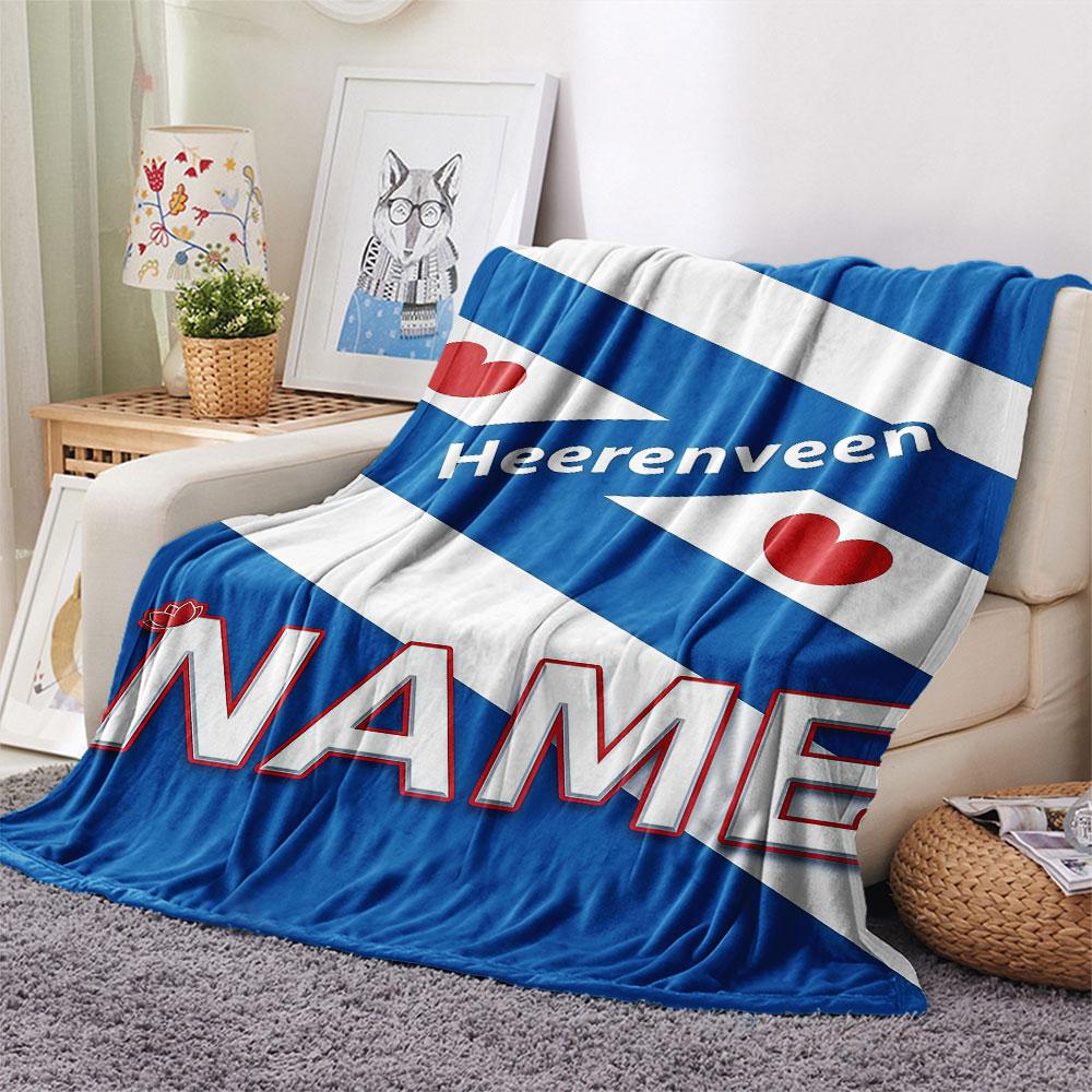 Custom Name,SC Heerenveen Printed Flannel Blanket, soft throw for bedroom sofa, washable, Christmas present, great gift.