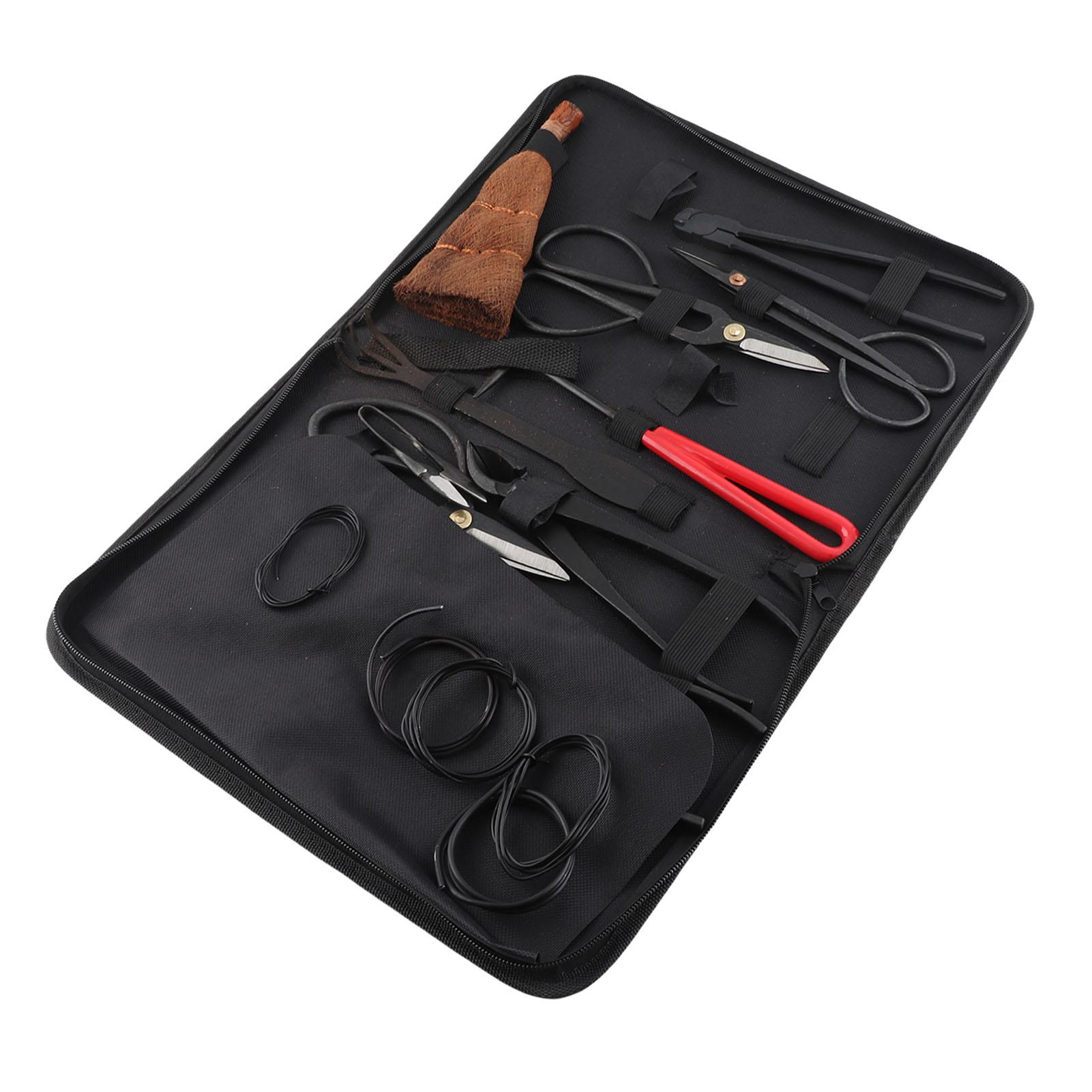 Ensemble d'outils pour bonsaï Cisailles à élaguer en acier au carbone Coupe-feuilles Coupe-branches avec sac de protection en nylon pour amateurs de bonsaïs Débutants Entretien du jardin