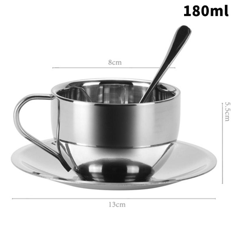 Vintage Stainless Steel Coffee Mug Cups Delicate Coffee Cup And Saucer Set Flower Tea Mug Home Coffeeware Espresso Cups