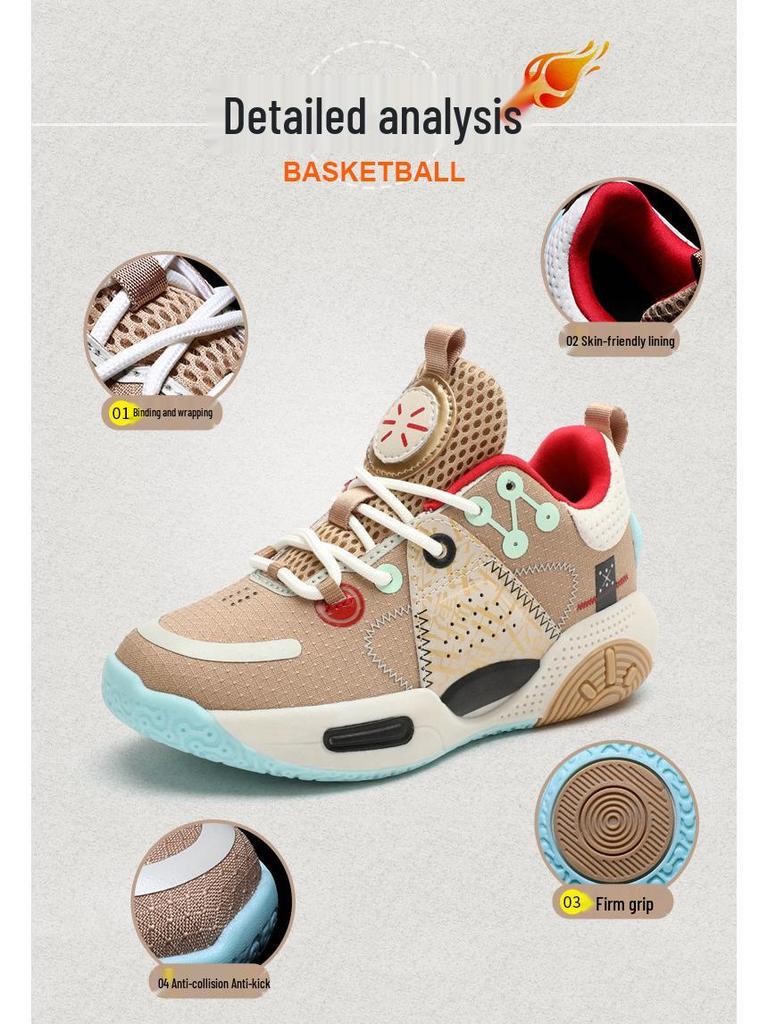 Atmungsaktive Sportschuhe für Jungen, Herbst 2025, Rutschfest, Langlebige Basketballschuhe, Geruchshemmend, Geräuschreduzierendes Design für Mittel- und ältere Kinder