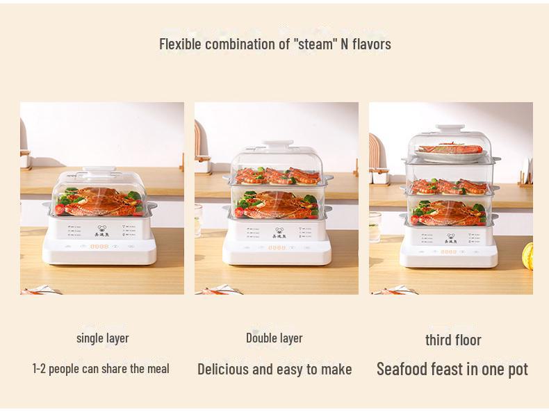 Multi-Function Electric Steamer, Large Capacity, Three-Layer, Fully Automatic, 110V US Standard