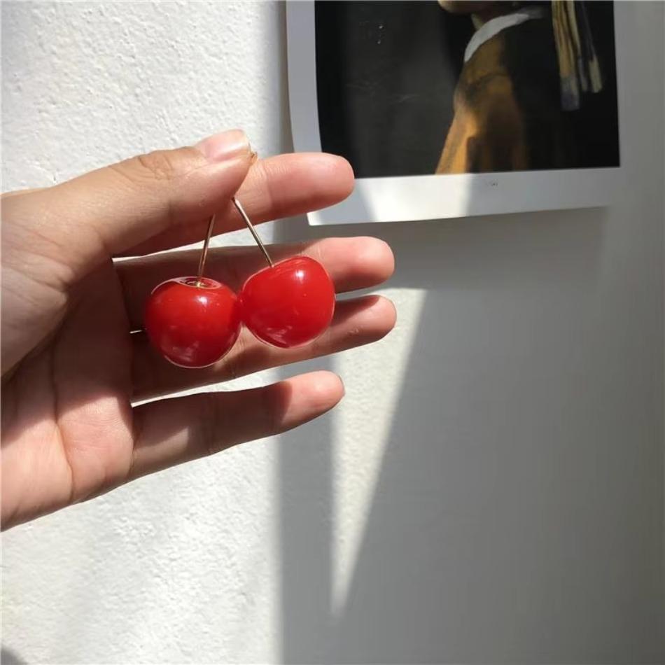 1 Pair Personality Earrings Charms Women Exquisite Fruit Earrings Fashionable Atmosphere Cherry Earrings