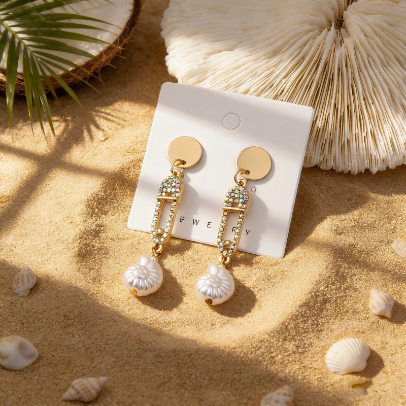 Bohemian Shell Pearl Drop Earrings Gold Plated Ocean Style Earrings For Women Beach Vacation Party Jewelry