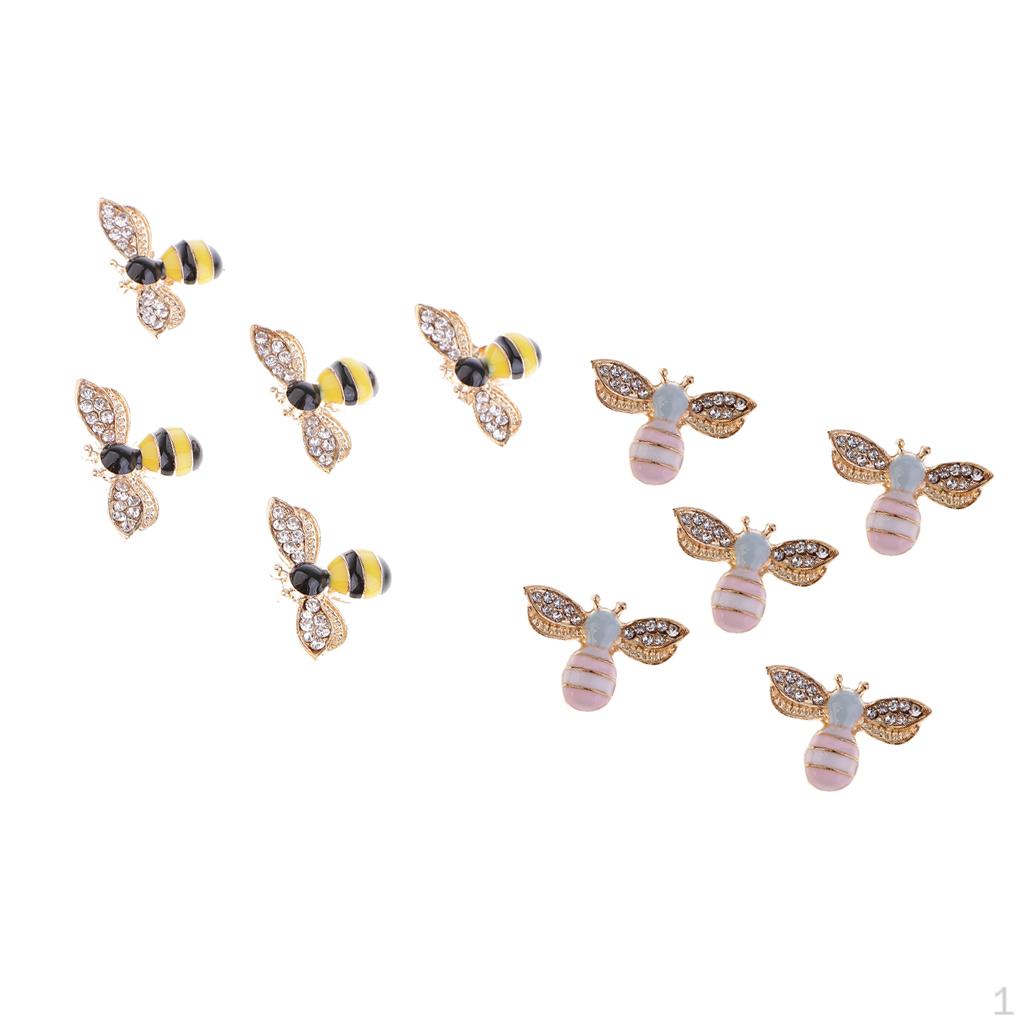 10 Pieces Mixed Bee Rhinestone Flatback Buttons Scrapbooking Embellishments