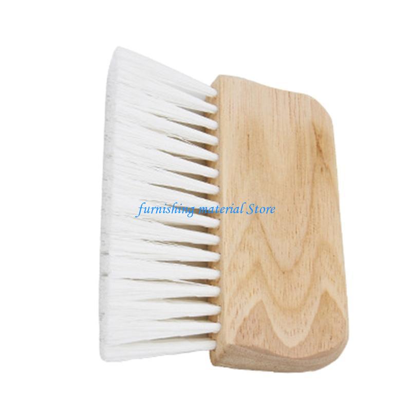 Y5GD Practical Flat Brush Fiber Brush with Wooden Handle Hand-held Art Brush Furniture Brush Cleaner for Indoor Outdoor Wall