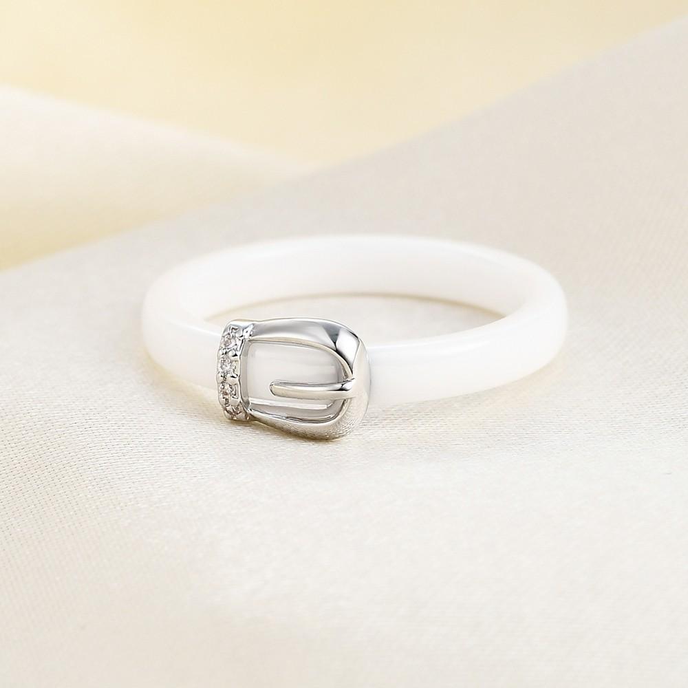 4MM Ceramic Personalized Belt Buckle Simple Black and White Set Zirconium Couple Fashion Ring