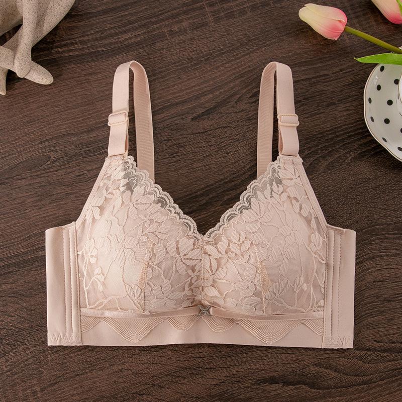 Lace thick cup bra, gather small breasts, close secondary breasts, adjust bra without steel ring thickening