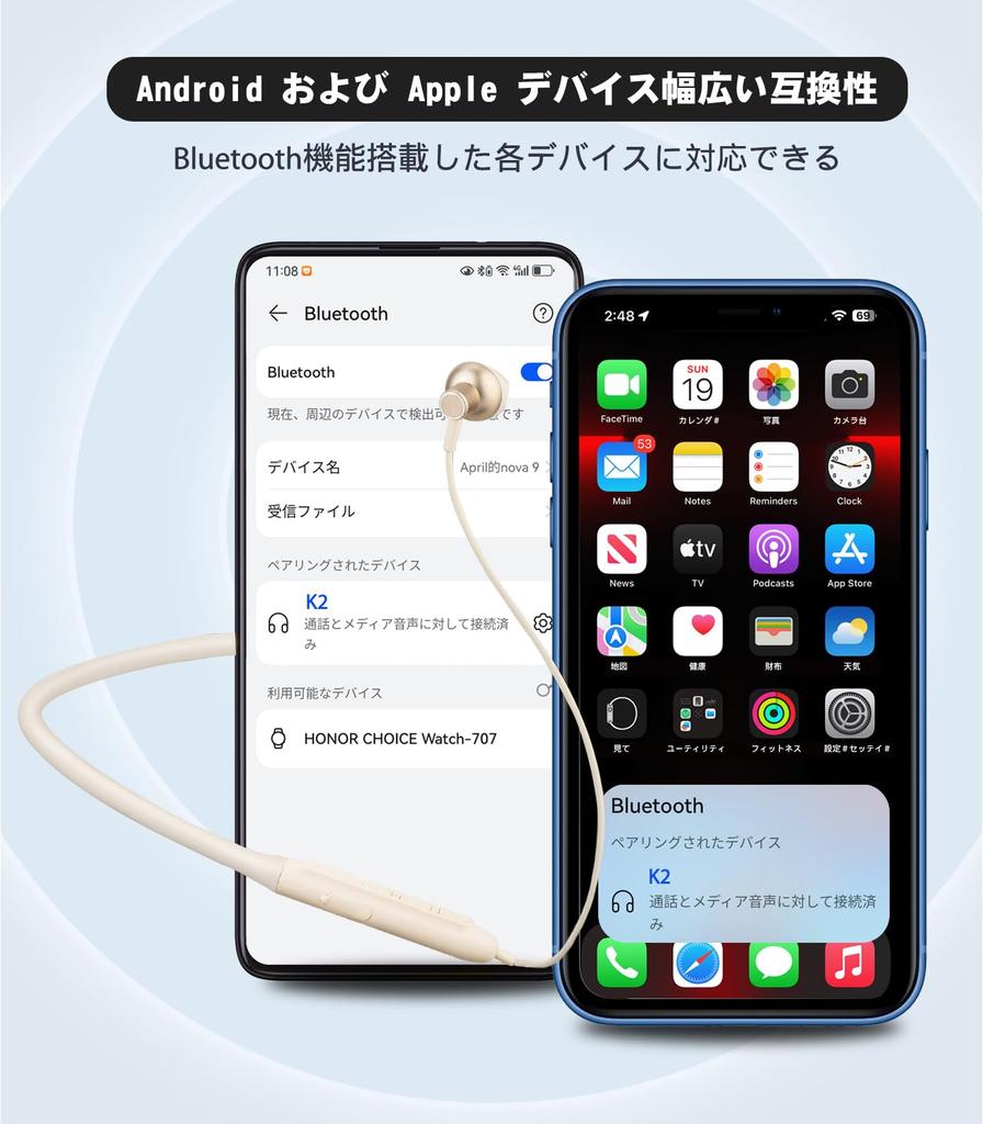 HQP Neckband Bluetooth Wireless Bluetooth Noise Fast Sound Automatic IPX7 Technical Standards Compatible with [2025 Innovation] Earphones, Earbuds,