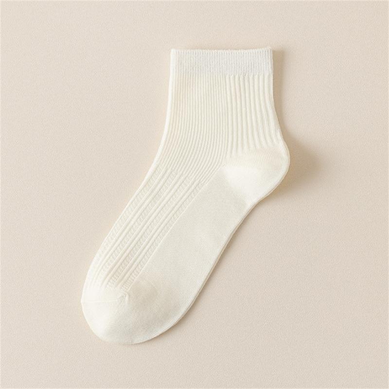 Solid Color Men Sock Spring Autumn Casual Basic Stocking Vertical Stripes Breathable Comfortable Casual Sports Socking