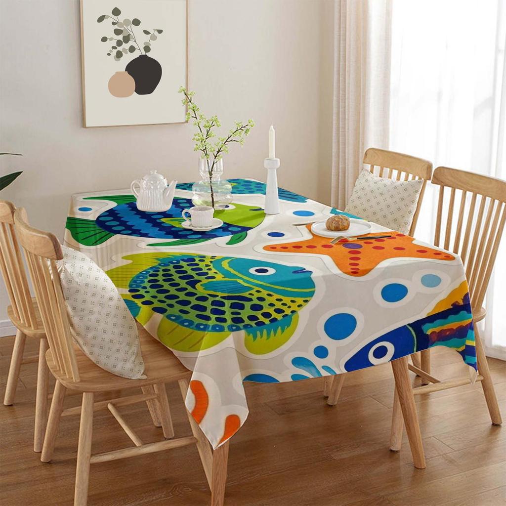 Ocean Series Polyester Tablecloth: European Style Dining & Festival Decor for Home and Hotel.