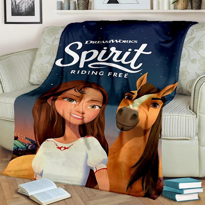 Coperta Cartoon Spirit a Cavallo con Cavalli Liberi, Morbida Coperta Plaid per Casa Camera da Letto Letto Divano Picnic Viaggio Ufficio Coperta per Bambini