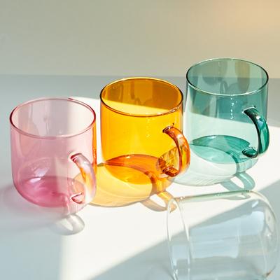 Hitzebeständiges Glas Bunte Kaffeegläser mit Henkel Haushalt Milch Frühstückstasse Nordisch Modern Becher Trinkgläser