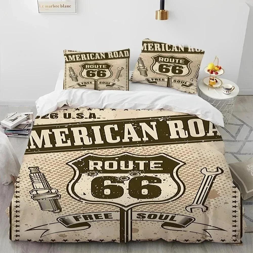 Historic Route 66,Mother Road,mãe Estrada Bedding Set Printed With Pillowcase Duvet Cover Soft Queen King Size Bedclothes Home