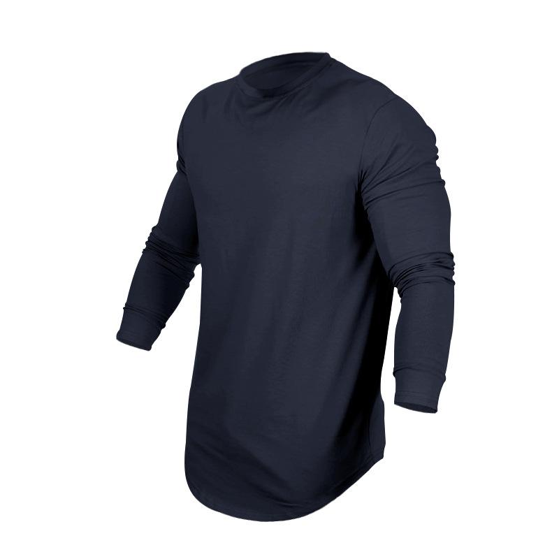 Autumn Winter Tops Fashion Men's T-shirt Long Sleeved Casual Round Neck Solid Color Top Base T-shirt