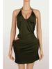 European & American Slim Sexy Low-cut Hollow Backless Halter Bodycon Short Dress
