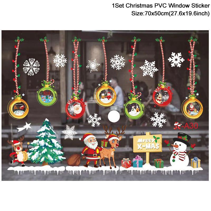 Christmas Window Stickers Santa Claus Snowflake DIY Wall Decal 2026 Christmas Decorations For Home New Year Ornaments Gift 2026